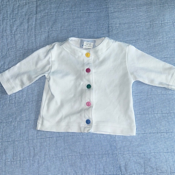 Florence Eiseman 6 month white cotton sweatshirt colorful buttons - Picture 1 of 5